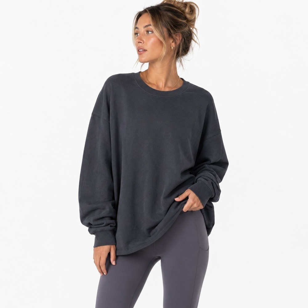 Lululemon Steady State Crewneck Sweatshirt Womens Small Black Heavyweight Fleece